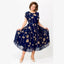 Midi Dress | Navy Polka Dot Print, Chiffon Fabric 0