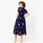Midi Dress | Navy Polka Dot Print, Chiffon Fabric 1