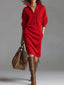 Midi Dress | Ribbed Texture, Long Sleeve Design 1