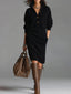 Midi Dress | Ribbed Texture, Long Sleeve Design 3