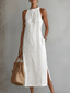 Midi Dress | Sleeveless, High Collar, Side Pockets 0