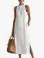 Midi Dress | Sleeveless, High Collar, Side Pockets 1