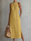 Midi Dress | Sleeveless, High Collar, Side Pockets 3
