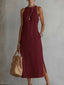 Midi Dress | Sleeveless, High Collar, Side Pockets 4