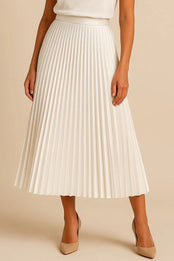 Midi Skirt | Pleated Design, High Waist, Satin 1