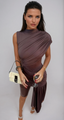 Mini Dress | Asymmetric Neckline, Ruched Detailing 0