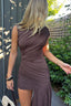 Mini Dress | Asymmetric Neckline, Ruched Detailing 3