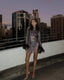 Mini Dress | Shimmering Fabric, Long Sleeves with Feather Cuffs 2