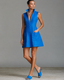 Mini Dress | Sleeveless, High Neck Zipper 0