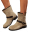 Women’s V-Cut Ankle Boots with Buckle Strap