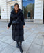 Women’s Belted Maxi Puffer Coat with Oversized Collar
