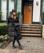 Women’s Belted Maxi Puffer Coat with Oversized Collar