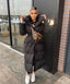 Women’s Belted Maxi Puffer Coat with Oversized Collar