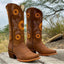Women’s Sunflower Embroidered Mid-Calf Cowboy Boots