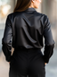 Satin Blouse | Long Sleeves, Lapel Design 1