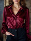 Satin Blouse | Long Sleeves, Lapel Design 2