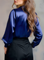 Satin Blouse | Long Sleeves, Lapel Design 4
