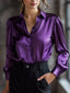 Satin Blouse | Long Sleeves, Lapel Design 5