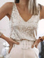 Sequin Top | V-neck, Sleeveless Design 0