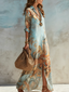 Shirt Dress | Blue Print, Self-Tie Waist, Midi Length 1
