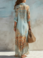 Shirt Dress | Blue Print, Self-Tie Waist, Midi Length 2