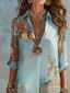 Shirt Dress | Blue Print, Self-Tie Waist, Midi Length 3