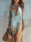 Shirt Dress | Blue Print, Self-Tie Waist, Midi Length 4