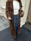 Women’s Faux Suede Double Breasted Trench Coat