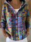 Women’s Patchwork Print Hooded Button Cardigan