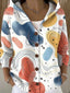 Women’s Patchwork Print Hooded Button Cardigan