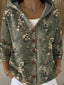 Women’s Patchwork Print Hooded Button Cardigan