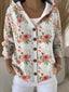 Women’s Patchwork Print Hooded Button Cardigan