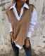 Sweater Vest | Deep V-Neckline, Ribbed Trim 0