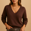 Sweater | Ribbed V-Neckline, Relaxed Fit 0