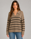 Sweater | Striped Pattern, Open Polo Collar 2