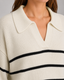 Sweater | Striped Pattern, Open Polo Collar 4