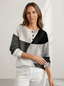 Sweater | Waffle Knit Texture, Button Neckline 0