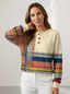 Sweater | Waffle Knit Texture, Button Neckline 5
