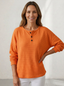 Sweater | Waffle Knit Texture, Button Neckline 6