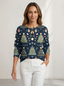 Sweater | Waffle Knit Texture, Button Neckline 7