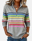 Sweatshirt | Half Zip, Stand Collar, Rainbow Stripes 0