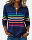 Sweatshirt | Half Zip, Stand Collar, Rainbow Stripes 1