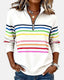 Sweatshirt | Half Zip, Stand Collar, Rainbow Stripes 2