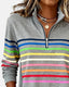 Sweatshirt | Half Zip, Stand Collar, Rainbow Stripes 6