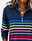 Sweatshirt | Half Zip, Stand Collar, Rainbow Stripes 8