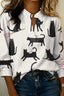 Women's Cat Print Button Up Shirt | Long Sleeve Cotton Blend Blouse – FELINE