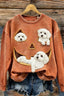 Halloween Maltese Dog Pumpkin Print Long Sleeve Top for Women – RUSTY