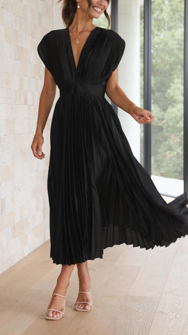 Women's Casual Pleated Maxi Dress