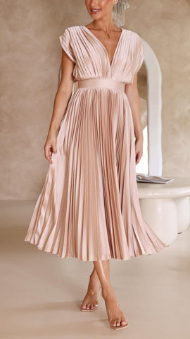 Women's Casual Pleated Maxi Dress