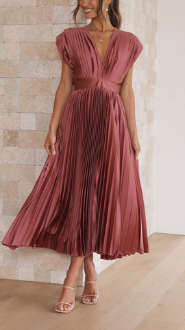 Women's Casual Pleated Maxi Dress